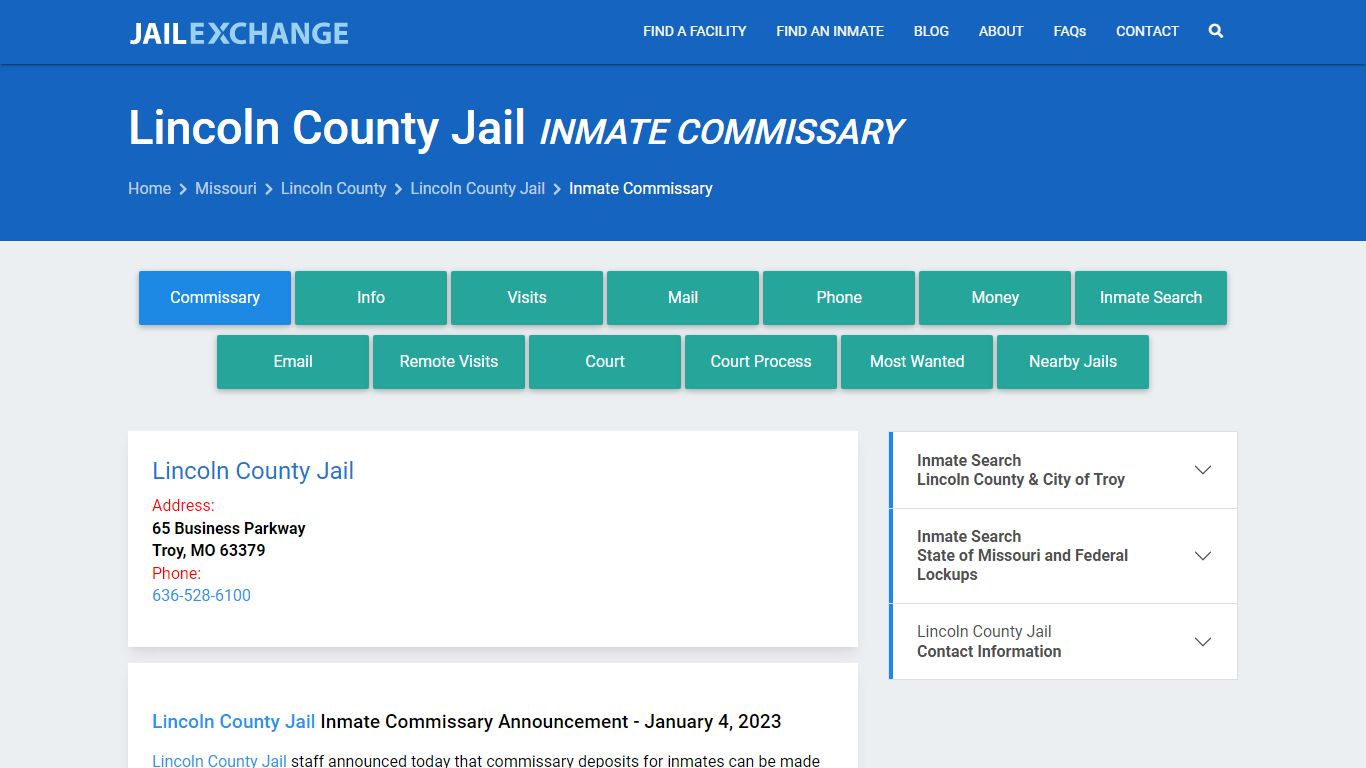 Inmate Commissary, Care Packs - Lincoln County Jail, MO