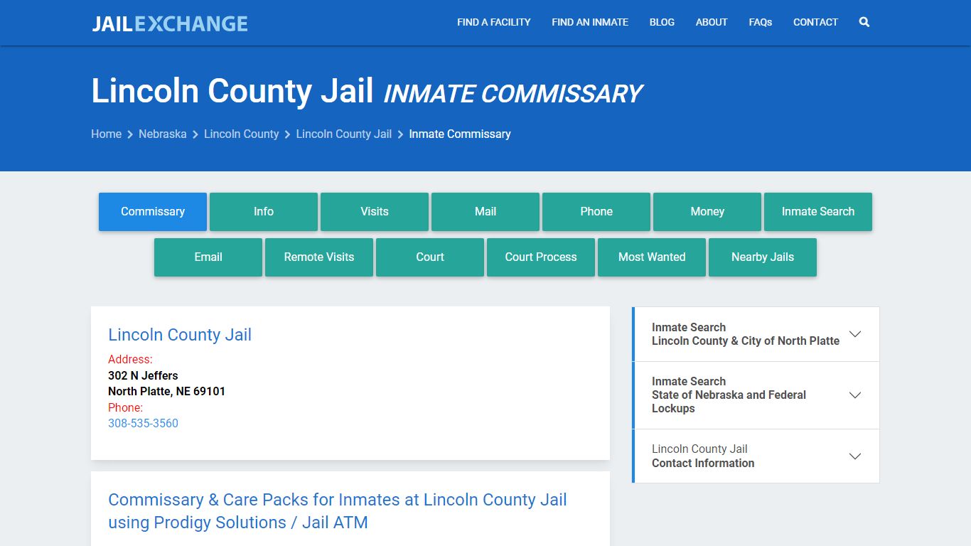 Inmate Commissary, Care Packs - Lincoln County Jail, NE